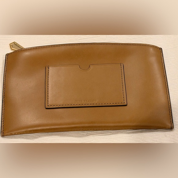 Reed Krakoff Brown Leather Zip Clutch Pouch NWOT Minimalist Luxury